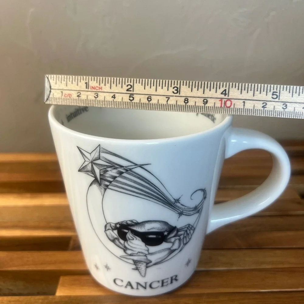 Williams Sonoma Rory Dobner Cancer Zodiac Mug White Porcelain Crab Astrology 4in